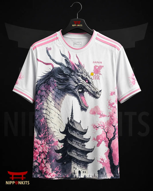 Japan Pink Dragon White Jersey