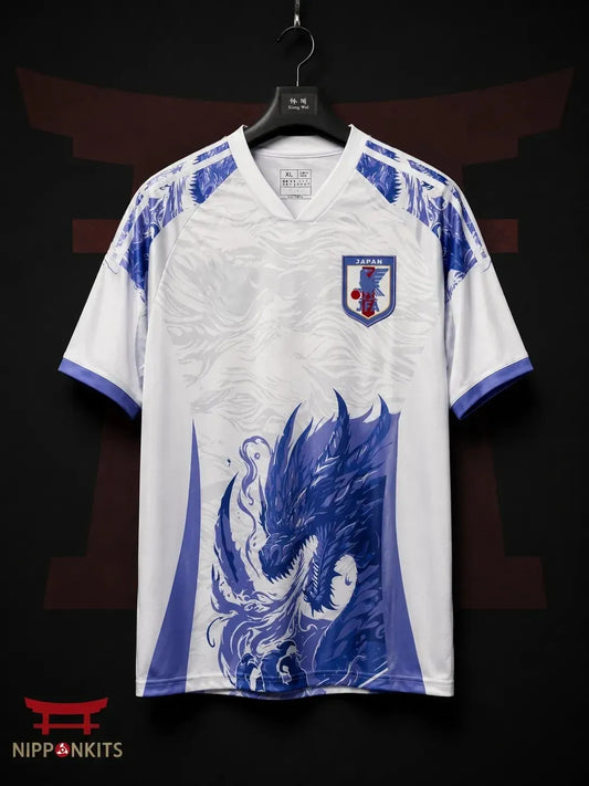 Japan Special Blue Dragon White Football Jersey